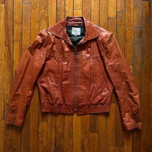 Vintage 60s Wilsons House of‎ Suede and Leather Men Clay Red Brown Bomber Jacket